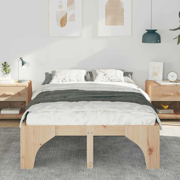 vidaXL Sängram Brun 120 x 200 cm Massiv furu