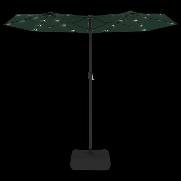 vidaXL Parasoll dobbelt hode med LED grønn 316x240 cm