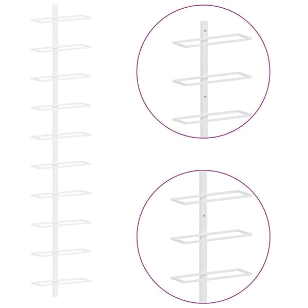 vidaXL Väggmonterat vinställ för 10 flaskor 2 st vit metall
