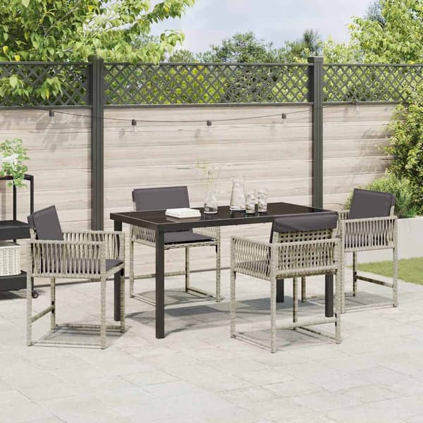 vidaXL Hage Spisegruppe 5 pcs Lysegrå polyrotting