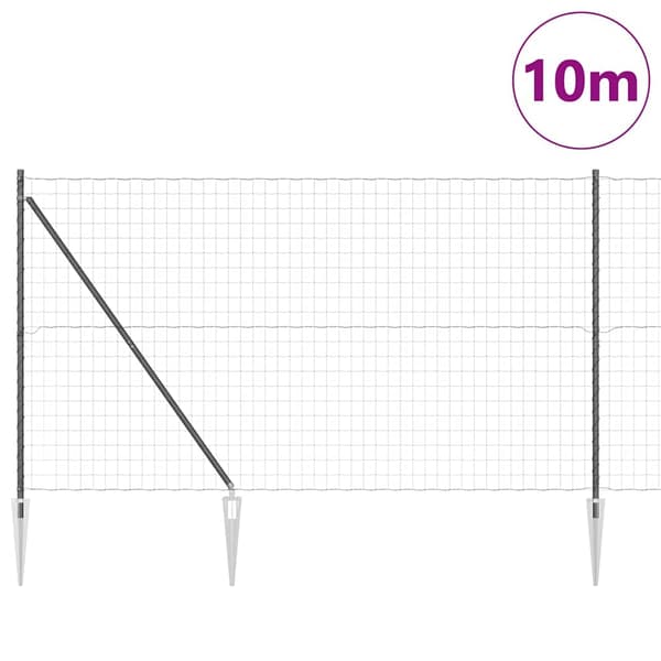 vidaXL Gjerde med stolpe Grå 1,5 x 10 m Stål