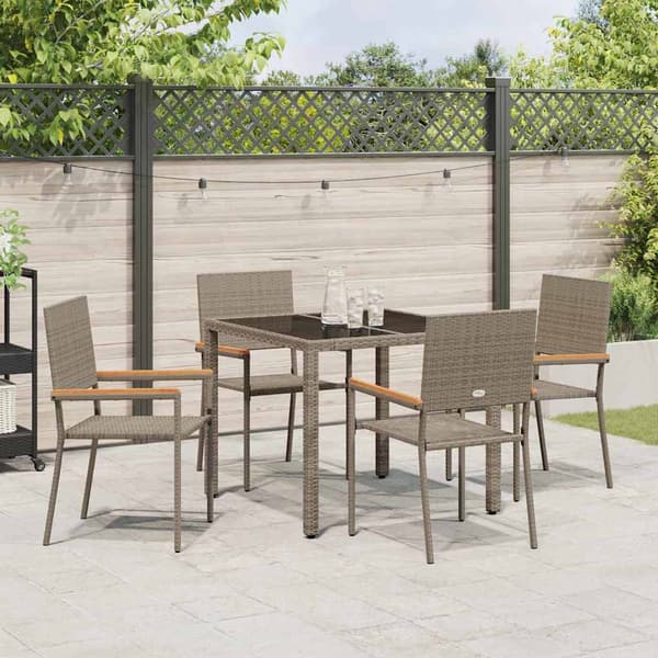 vidaXL Trädgårdsmöbelset 5 pcs Grå konstrotting