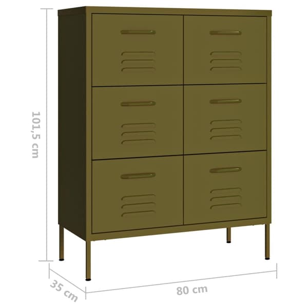 vidaXL Kommode olivengrønn 80x35x101,5 cm stål