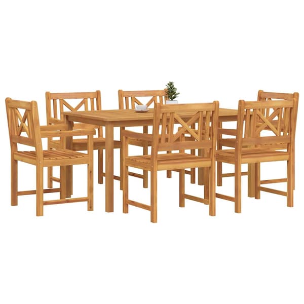 vidaXL Hage Spisegruppe 7 pcs Brun Solid akasietre
