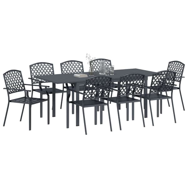 vidaXL Trädgårdsmöbelset 9 pcs Antracit Stål