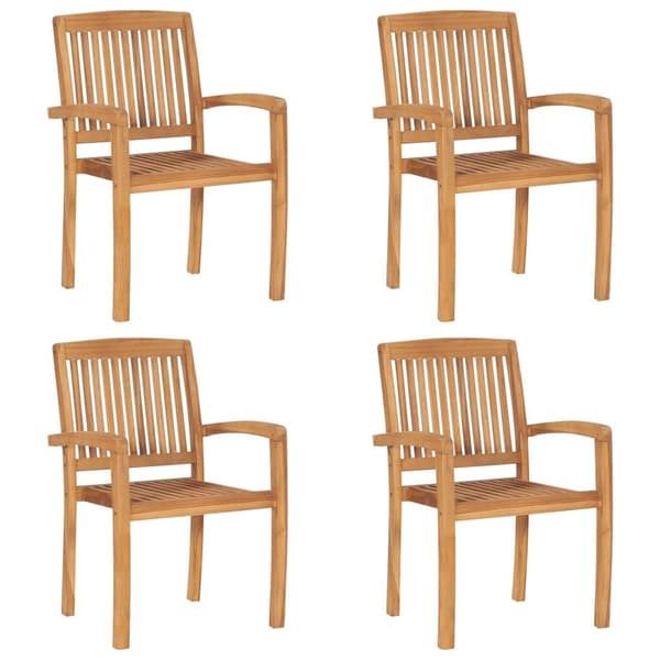 vidaXL Stapelbara trädgårdsstolar med dynor 4 st massiv teak
