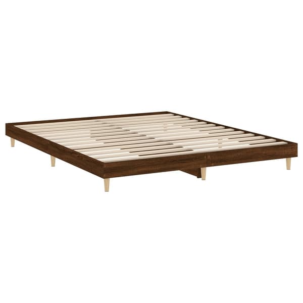 vidaXL Sängram brun ek 200x200 cm konstruerad trä