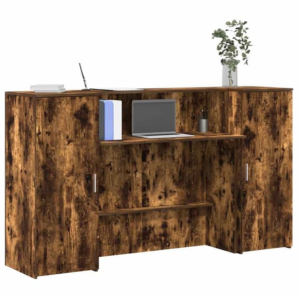 vidaXL Receptionsdisk rökfärgad ek 180x50x103,5 cm konstruerat trä