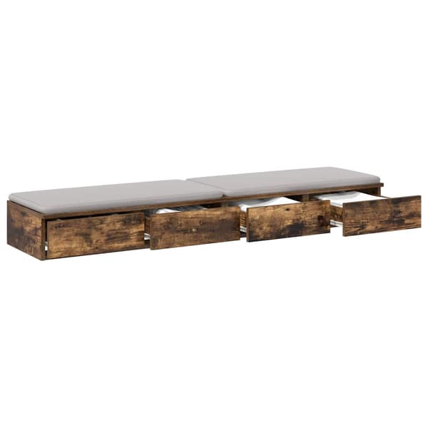 vidaXL Sengeskuffer Røkt eik 160 x 36,5 x 16,5 cm Konstruert tre