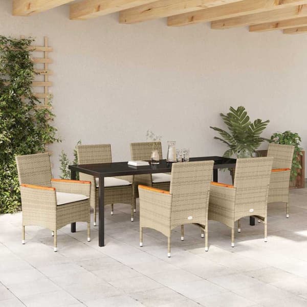 vidaXL 5-delad Trädgårdsmöbel Set med Kuddar Beige Poly Rattan