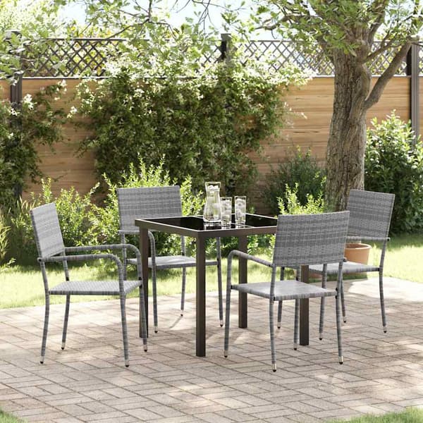 vidaXL Hage Spisegruppe 5 pcs Grå Poly rattan
