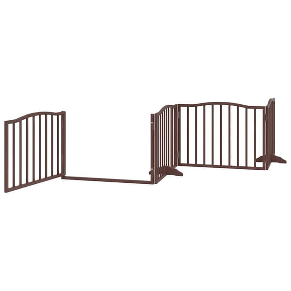 vidaXL Hundgrind med dörr vikbar 8 paneler brun 640 cm poppel