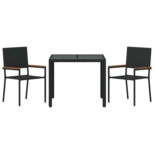 vidaXL Trädgårdsmöbelset 3 pcs Svart konstrotting