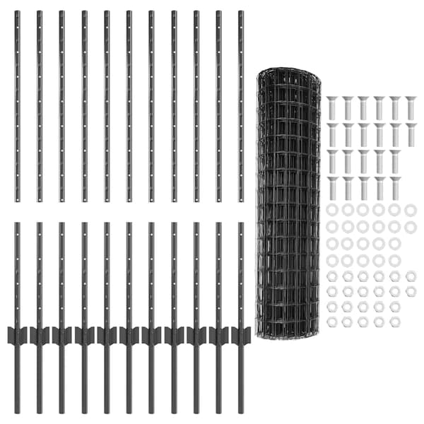 vidaXL Gjerde med stolpe Grå 1 x 25 m Stål og PVC