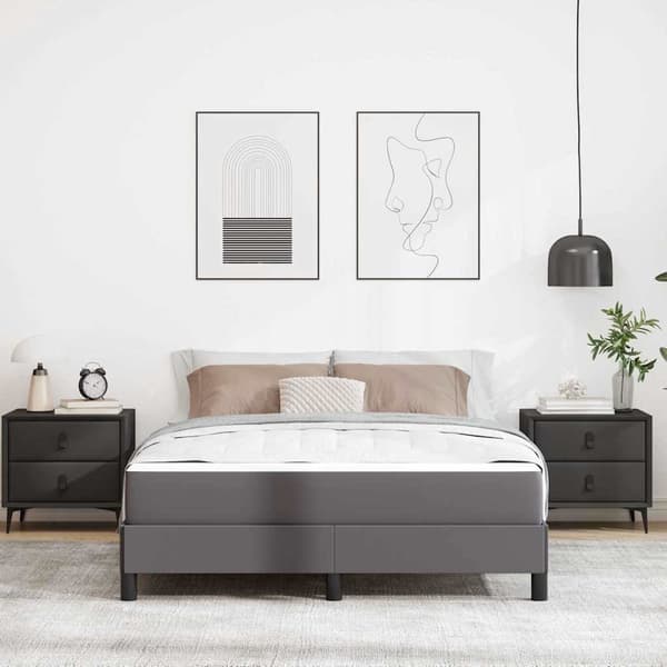 vidaXL Sängram med madrass Grå 140 x 190 cm tyg