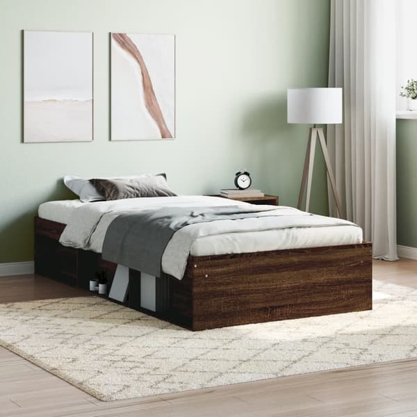 vidaXL Sengeramme brun eik 90x190 cm
