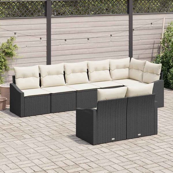 vidaXL Soffset med kudde 8 pcs Svart konstrotting