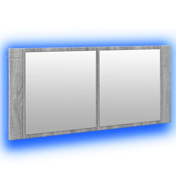 vidaXL LED-speilskap for baderom grå sonoma 100x12x45 cm