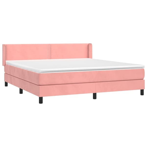 vidaXL Ramsäng med madrass rosa 180x200 cm sammet