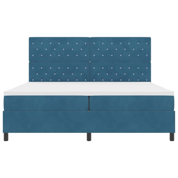 vidaXL Bäddfjäder med madrass Mörkblå 200 x 200 cm Sammet