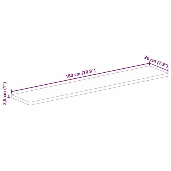 vidaXL Bordplate 180x20x2,5 cm rektangulær gjenvunnet heltre