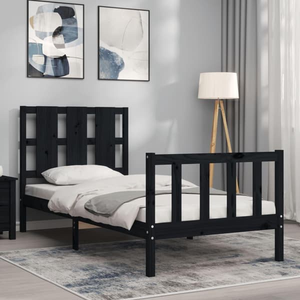vidaXL Sengeramme med hodegavl svart 2FT6 small single heltre