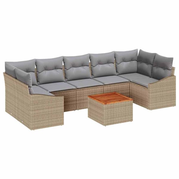 vidaXL Trädgårdsoffset 8 pcs Beige och Ljusgrå konstrotting