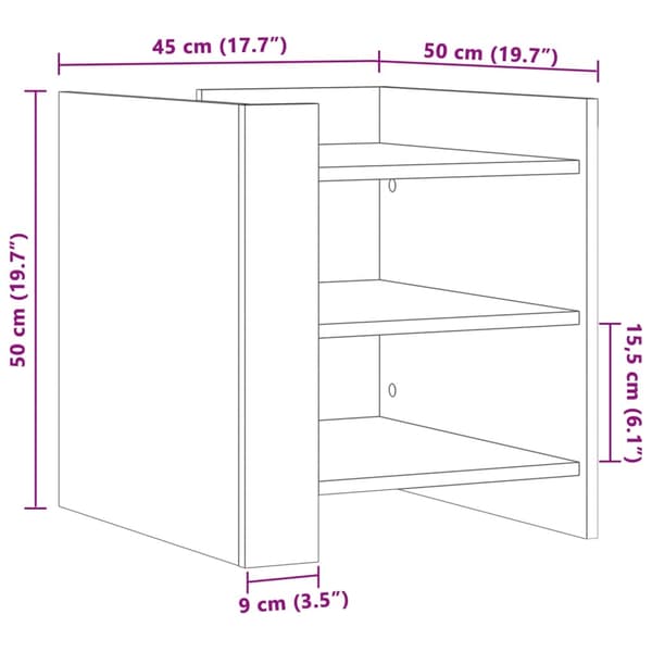 vidaXL Nattbord brun eik 45x50x50 cm konstruert tre