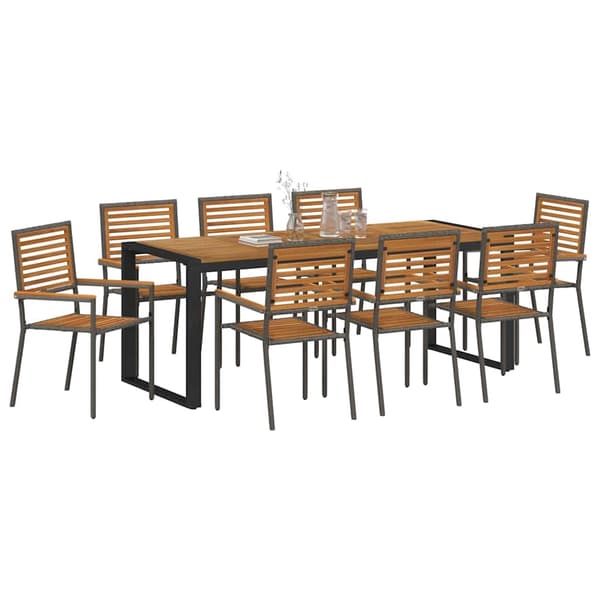 vidaXL Hage Spisegruppe 9 pcs Grå og Brun polyrotting
