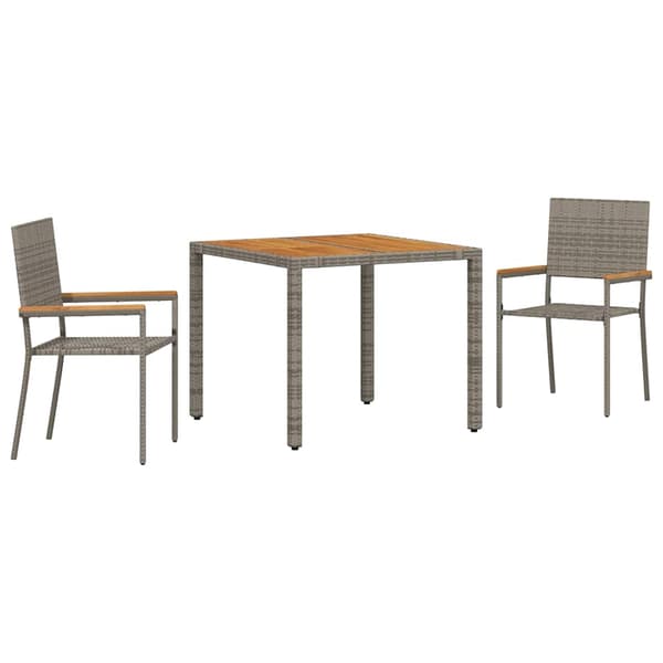 vidaXL Trädgårdsmöbelset 3 pcs Grå konstrotting