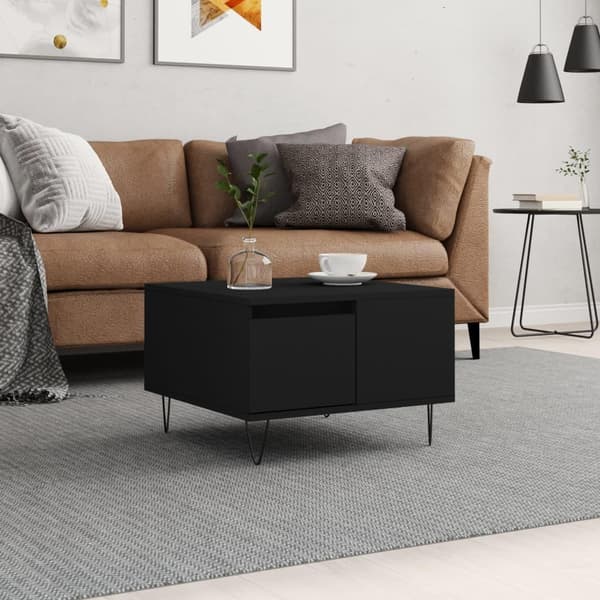 vidaXL Soffbord svart 55x55x36,5 cm konstruerat trä