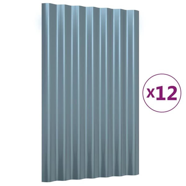 vidaXL Takpaneler 12 stk galvanisert stål grå 60x36 cm