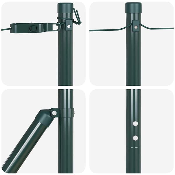 vidaXL Stängselstolpe 7 pcs Grön Stål