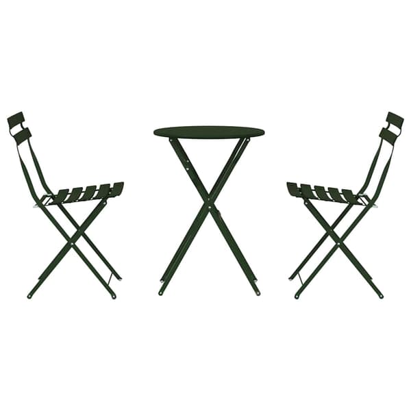 vidaXL Sammenleggbart Bistrosett 3 pcs Skog Stål