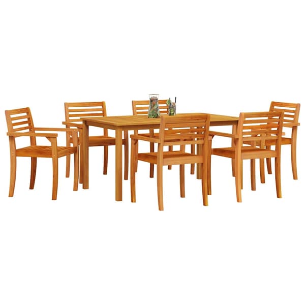 vidaXL Hage Spisegruppe 7 pcs Brun Solid akasietre