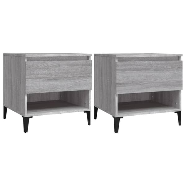 vidaXL Sidebord 2 stk grå sonoma 50x46x50 cm konstruert tre