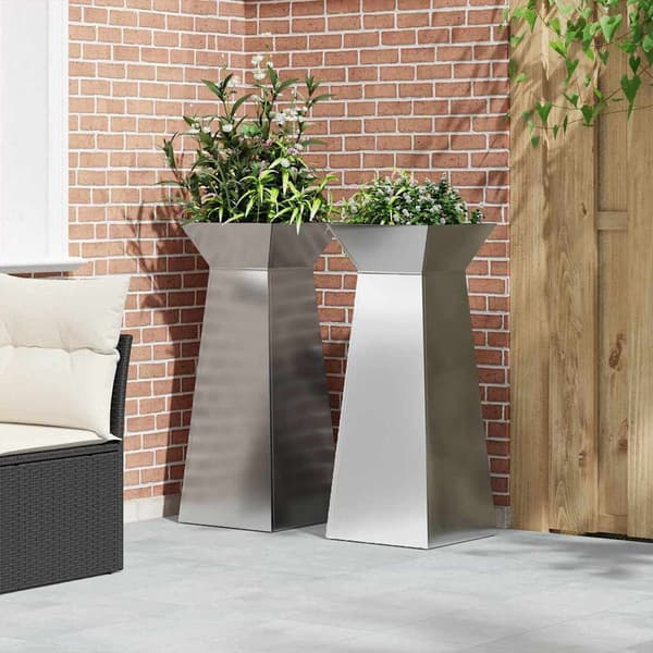 vidaXL Søyleplanter 2 pcs sølv 40 x 40 x 100 cm
