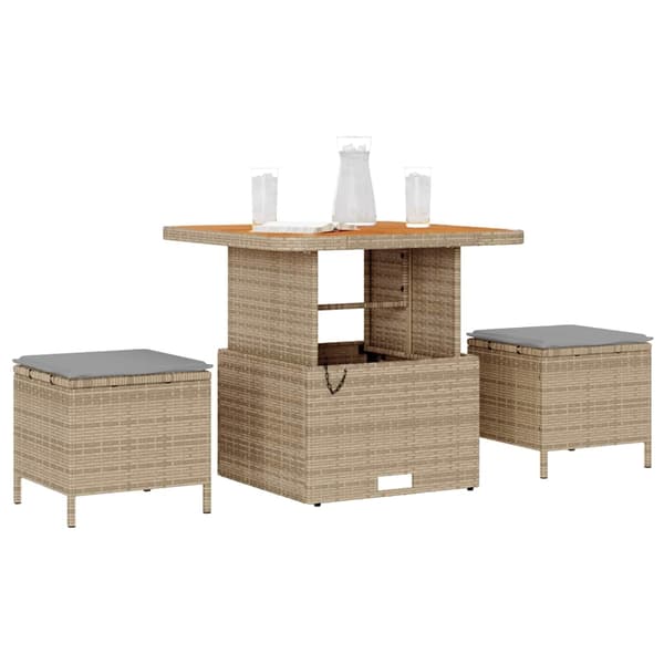 vidaXL Trädgårdsmöbelset Beige konstrotting