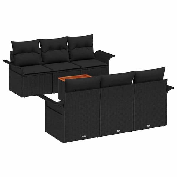 vidaXL Trädgårdssoffa Set 7 delar Svart Poly rotting