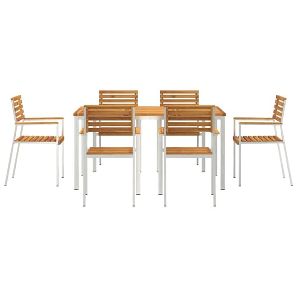 vidaXL Hage Spisegruppe 7 pcs Brun Solid akasietre