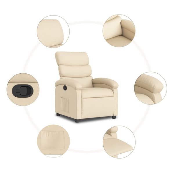 vidaXL Reclinerfåtölj gräddvit tyg