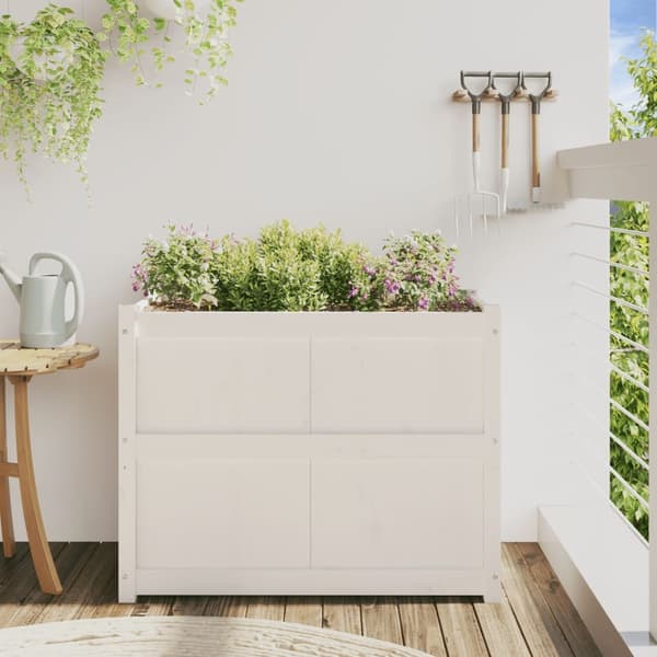 vidaXL Odlingslåda 90x50x70 cm vit massiv furu