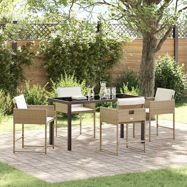 vidaXL Hage Spisegruppe 5 pcs Beige polyrotting