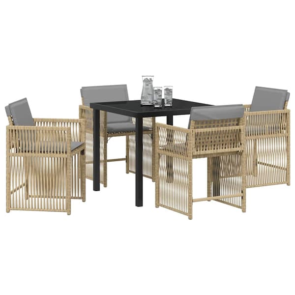 vidaXL Trädgårdsmöbelset 5 pcs Beige konstrotting