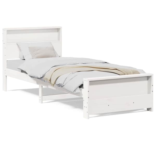 vidaXL Sengestamme med hodegjerde Hvit 75 x 190 cm Konstruert tre