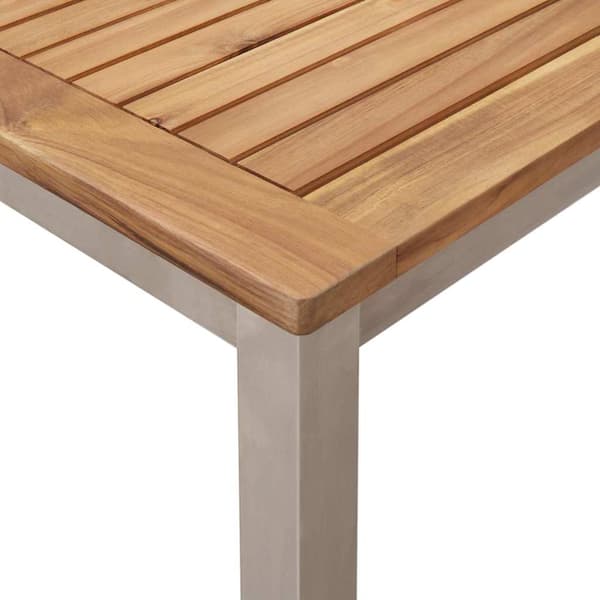 vidaXL Utomhusmatbord 7 pcs Brun Massivt teakträ