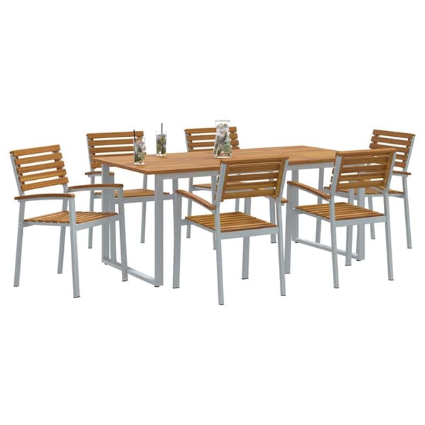 vidaXL Hage Spisegruppe 7 pcs Grå Solid akasietre