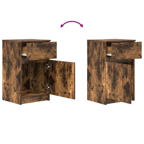 vidaXL Sängbord rökt ek 39x35x65 cm konstruerat trä