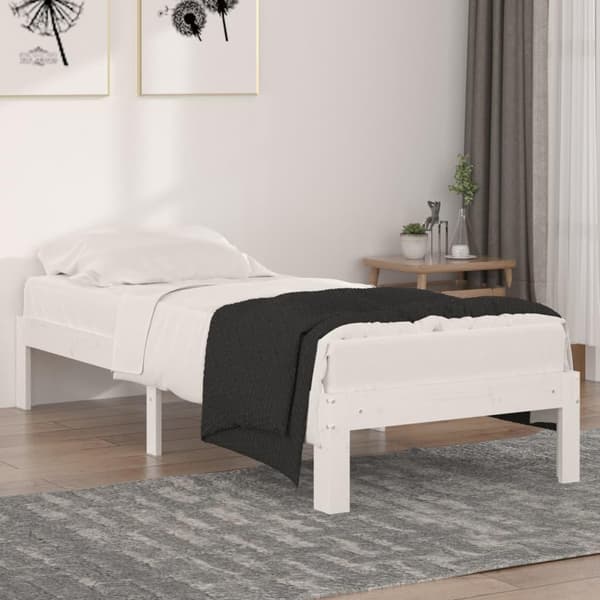 vidaXL Sengeramme hvit heltre 75x190 cm Small Single