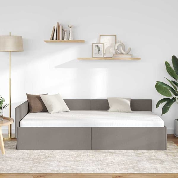 vidaXL Hörnssängram Gråbrun 90 x 190 cm tyg